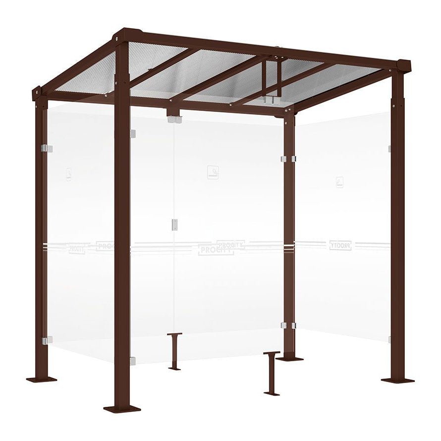 Procity Milan Smoking Shelter (2500mm / Galvanised & Powder Coated Chocolate Brown RAL 8017)