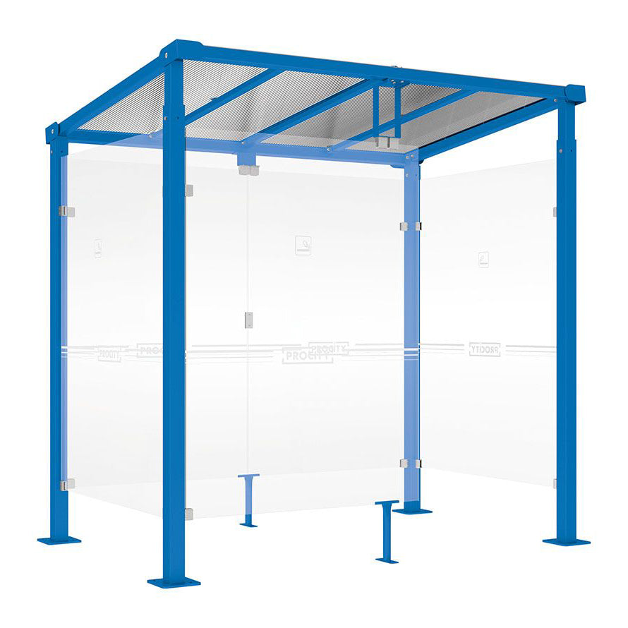 Procity Milan Smoking Shelter (2500mm / Galvanised & Powder Coated Gentian Blue RAL 5010)