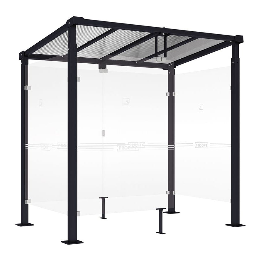 Procity Milan Smoking Shelter (2500mm / Galvanised & Powder Coated Jet Black RAL 9005)