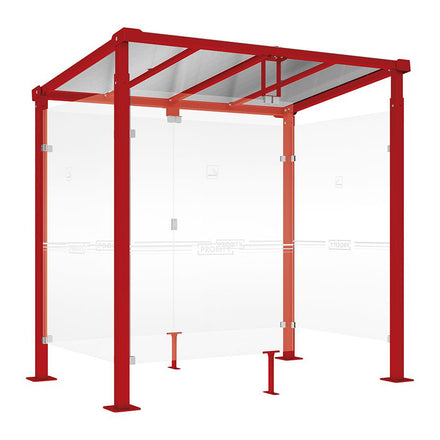 Procity Milan Smoking Shelter (2500mm / Galvanised & Powder Coated Maroon RAL 3004)