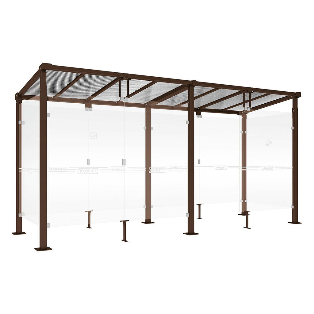 Procity Milan Smoking Shelter (5000mm / Galvanised & Powder Coated Chocolate Brown RAL 8017)