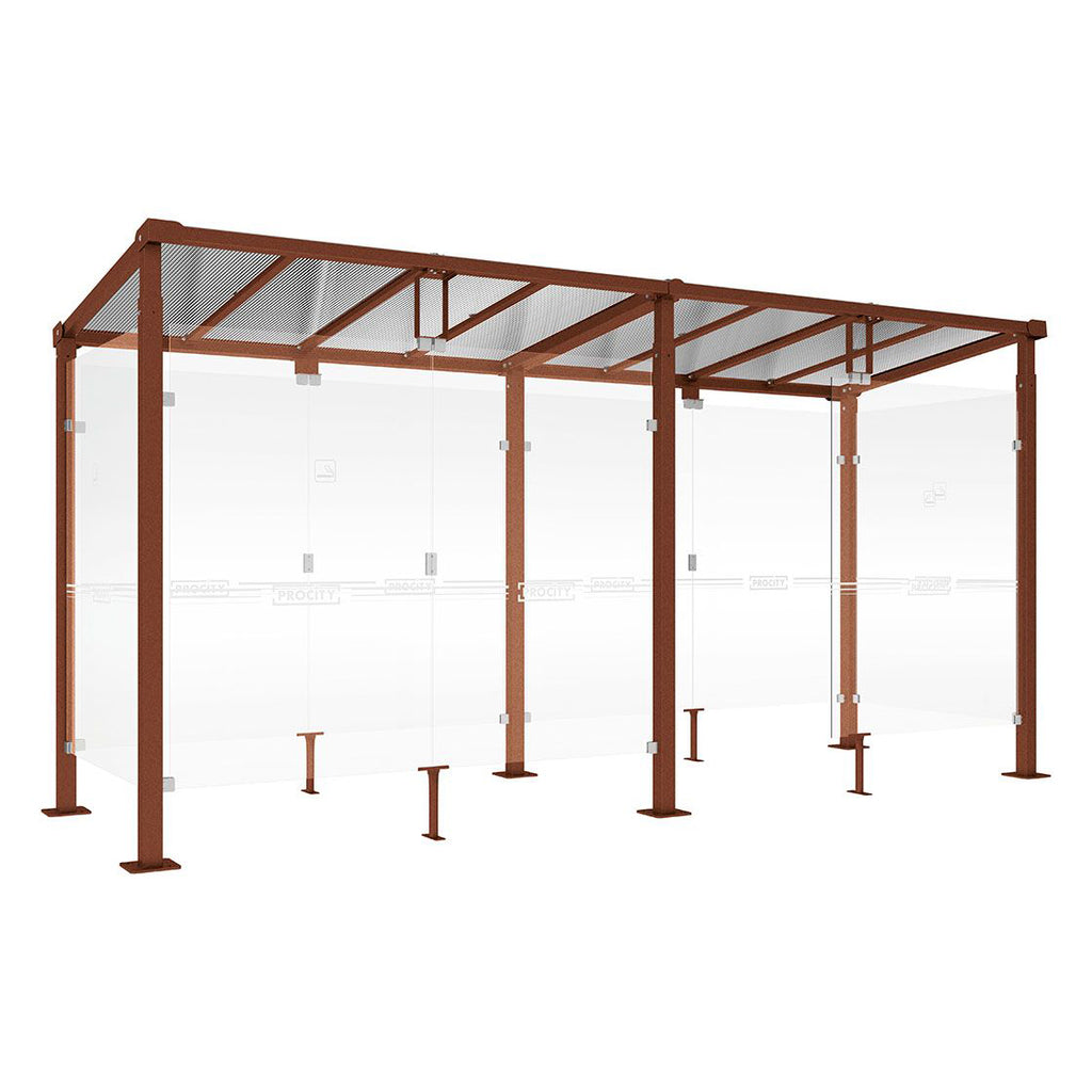 Procity Milan Smoking Shelter (5000mm / Galvanised & Powder Coated Corten Effect)