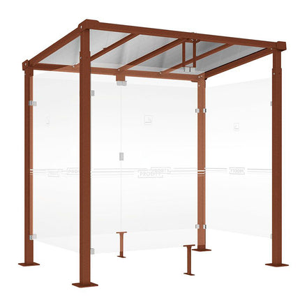 Procity Milan Smoking Shelter (2500mm / Galvanised & Powder Coated Corten Effect)