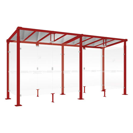 Procity Milan Smoking Shelter (5000mm / Galvanised & Powder Coated Maroon RAL 3004)