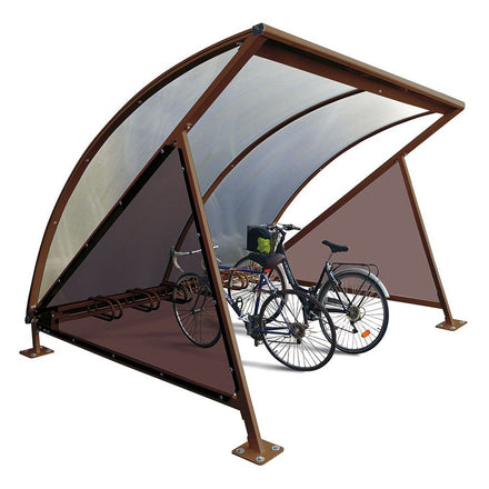 Procity Moonshape Bike Shelter (With Integrated Bike Rack / Galvanised & Powder Coated Chocolate Brown RAL 8017)