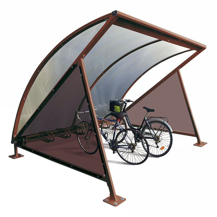 Procity Moonshape Bike Shelter (With Integrated Bike Rack / Galvanised & Powder Coated Corten Effect)