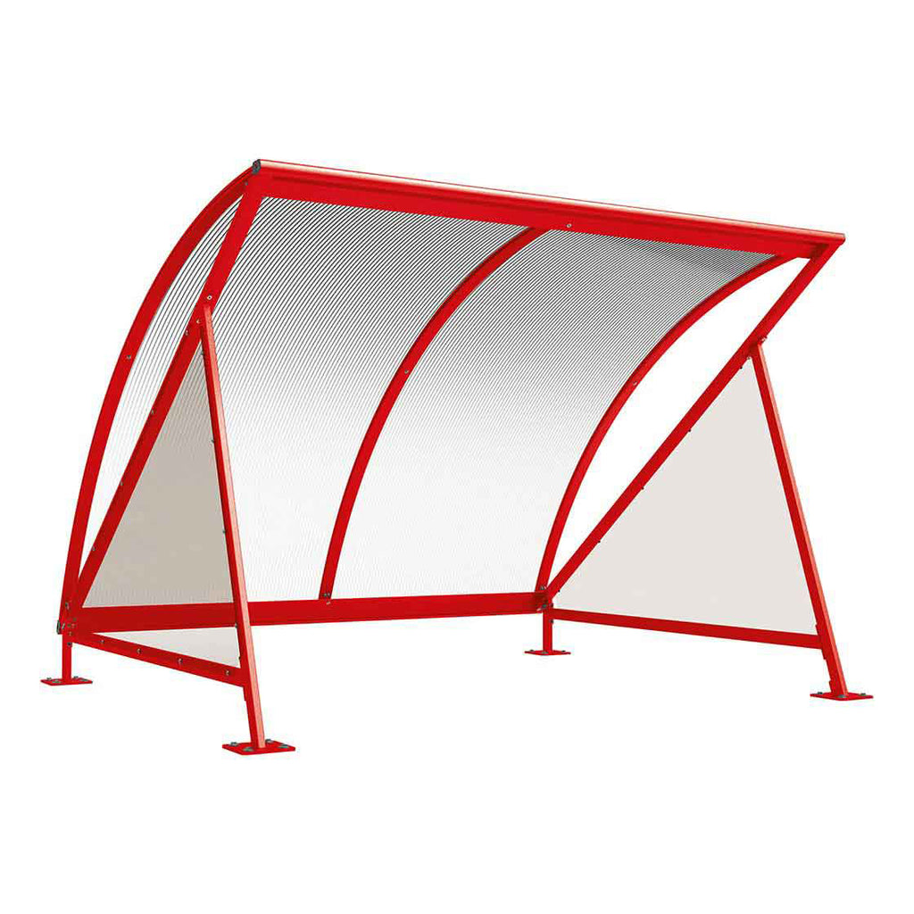 Procity Moonshape Bike Shelter (Without Bike Rack / Galvanised & Powder Coated Traffic Red RAL 3020)