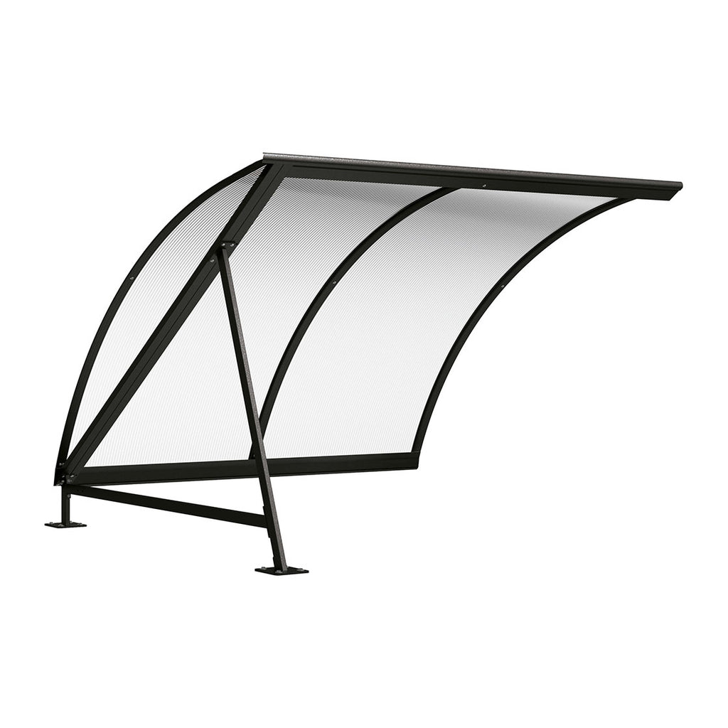 Procity Moonshape Bike Shelter Extension Unit (Without Bike Rack / Galvanised & Powder Coated Jet Black RAL 9005)