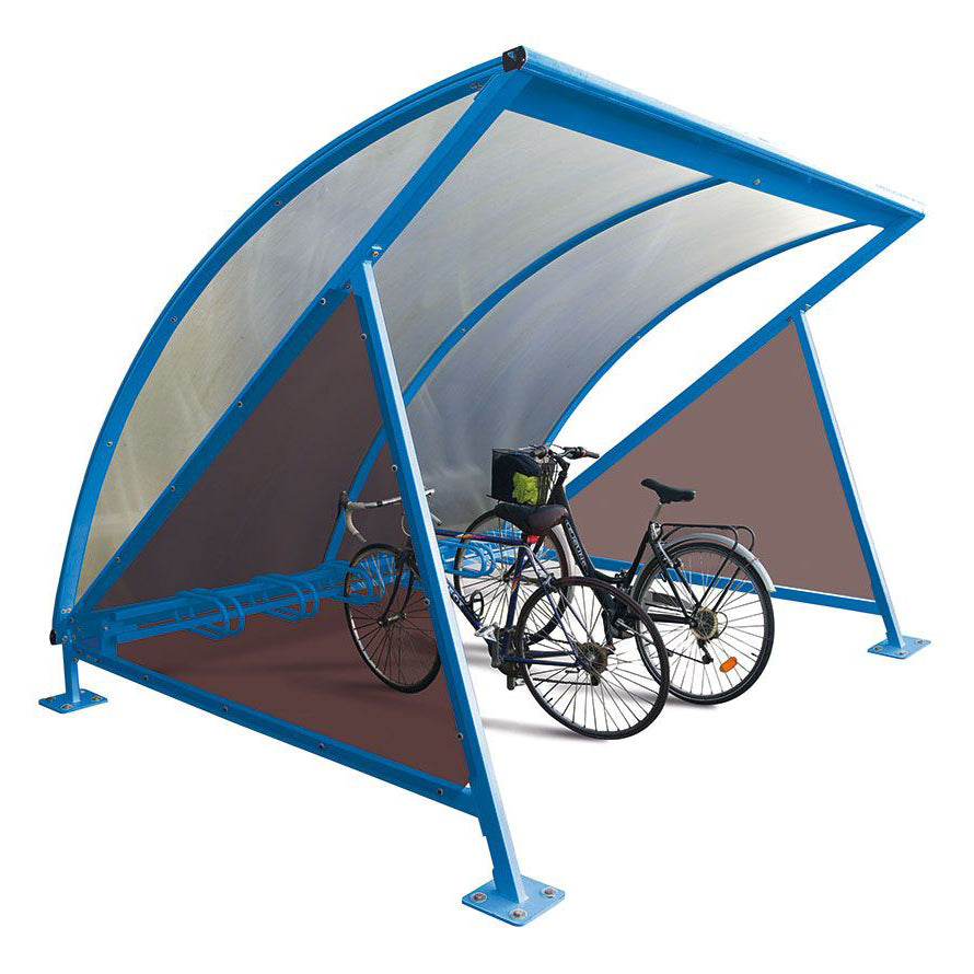 Procity Moonshape Bike Shelter (With Integrated Bike Rack / Galvanised & Powder Coated Gentian Blue RAL 5010)