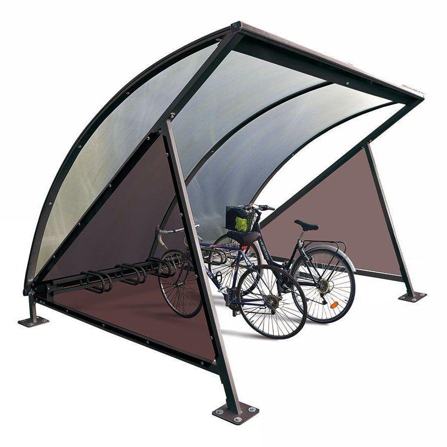 Procity Moonshape Bike Shelter (With Integrated Bike Rack / Galvanised & Powder Coated Jet Black RAL 9005)