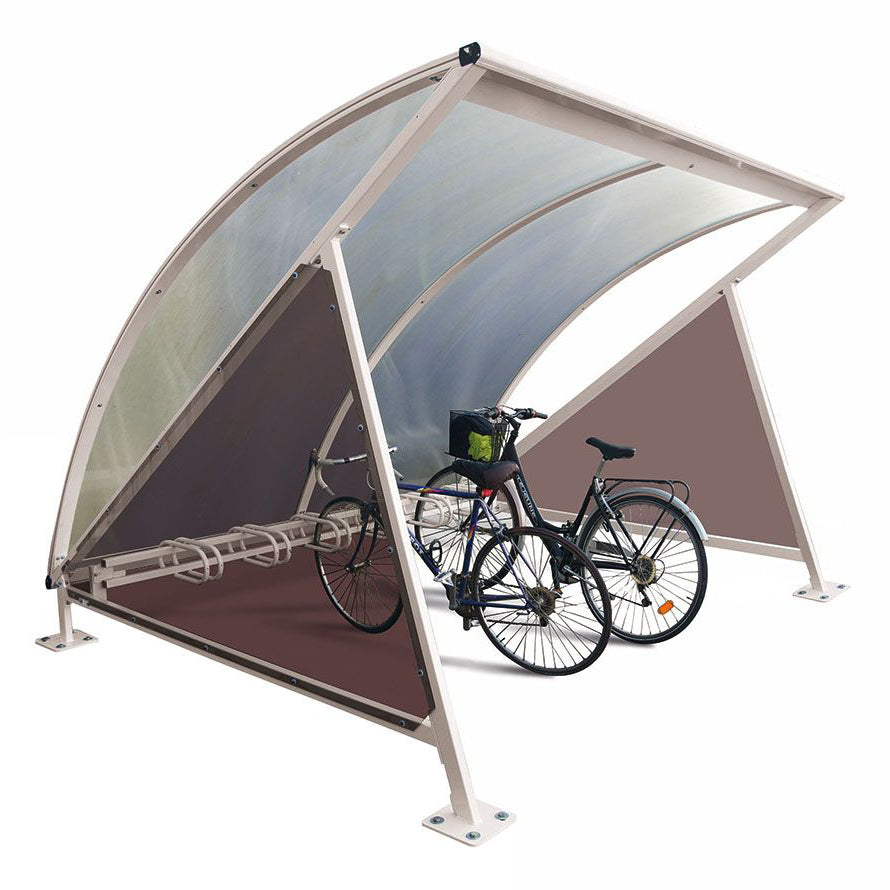 Procity Moonshape Bike Shelter (With Integrated Bike Rack / Galvanised & Powder Coated Silk Grey RAL 7044)