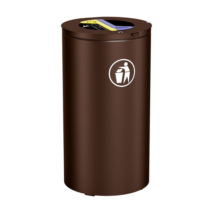 Procity Olbia Circular Selective Sort Recycling Bin 2 x 60L (Galvanised & Powder Coated Chocolate Brown RAL 8017)