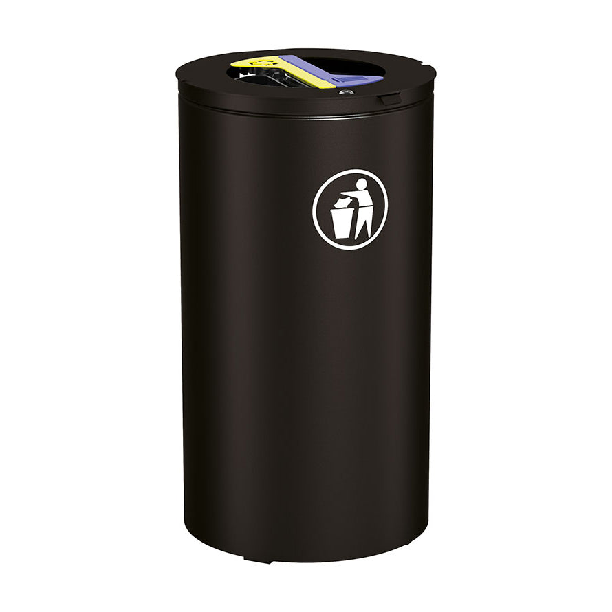 Procity Olbia Circular Selective Sort Recycling Bin 2 x 60L (Galvanised & Powder Coated Jet Black RAL 9005)