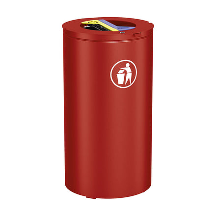 Procity Olbia Circular Selective Sort Recycling Bin 2 x 60L (Galvanised & Powder Coated Maroon RAL 3004)