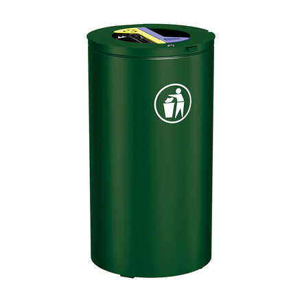 Procity Olbia Circular Selective Sort Recycling Bin 2 x 60L (Galvanised & Powder Coated Moss Green RAL 6005)