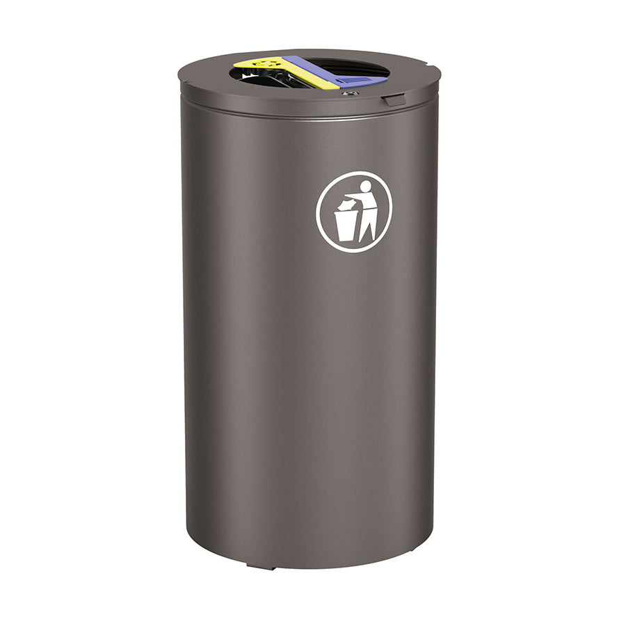 Procity Olbia Circular Selective Sort Recycling Bin 2 x 60L (Galvanised & Powder Coated Procity Grey)