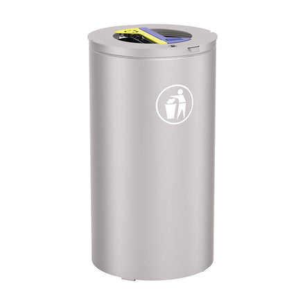 Procity Olbia Circular Selective Sort Recycling Bin 2 x 60L (Galvanised & Powder Coated Silk Grey RAL 7044)