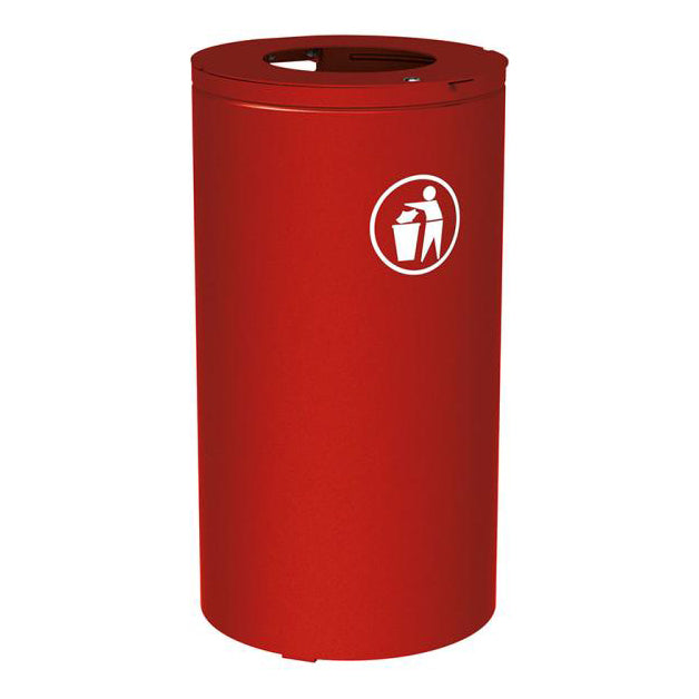 Procity Olbia Litter Bin 80/120L (Without Internal Bucket / Galvanised & Powder Coated Maroon RAL 3004)