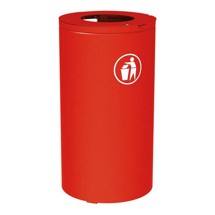 Procity Olbia Litter Bin 80/120L (Without Internal Bucket / Galvanised & Powder Coated Traffic Red RAL 3020)