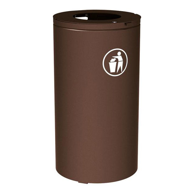 Procity Olbia Litter Bin 80/120L (Without Internal Bucket / Galvanised & Powder Coated Chocolate Brown RAL 8017)