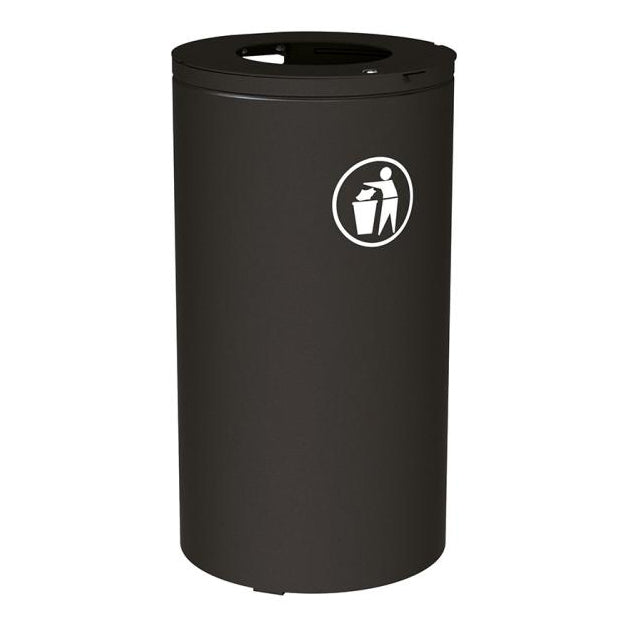 Procity Olbia Litter Bin 80/120L (Without Internal Bucket / Galvanised & Powder Coated Jet Black RAL 9005)