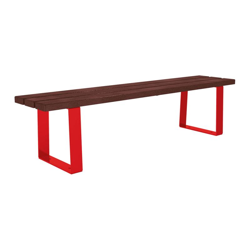 Procity Riga Backless Bench (1.8m / Recycled Plastic (HPL) Slats / Traffic Red RAL 3020)