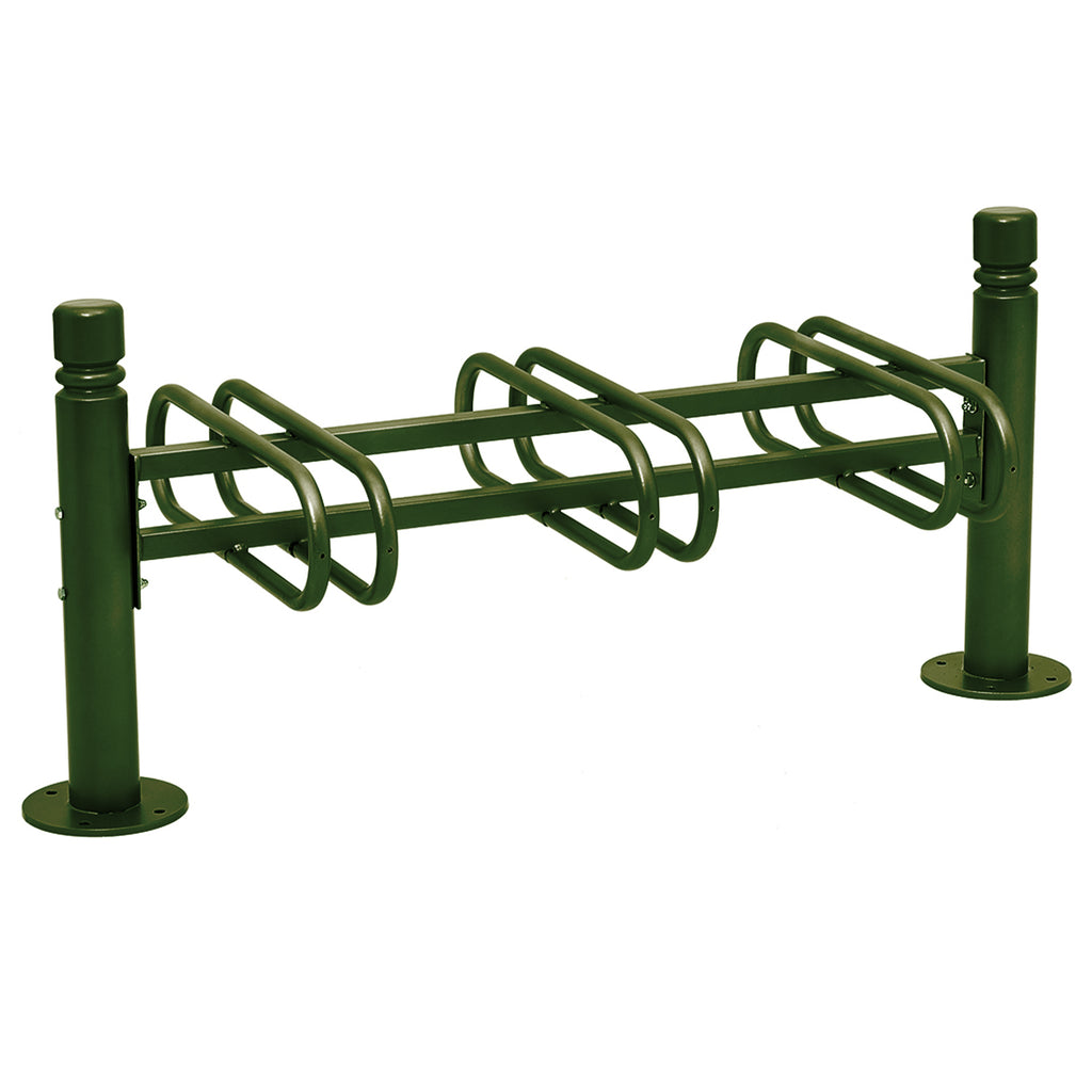 Province Double Sided Bike Rack  Galvanised & Painted (6 Bikes / City / Green RAL 6005)