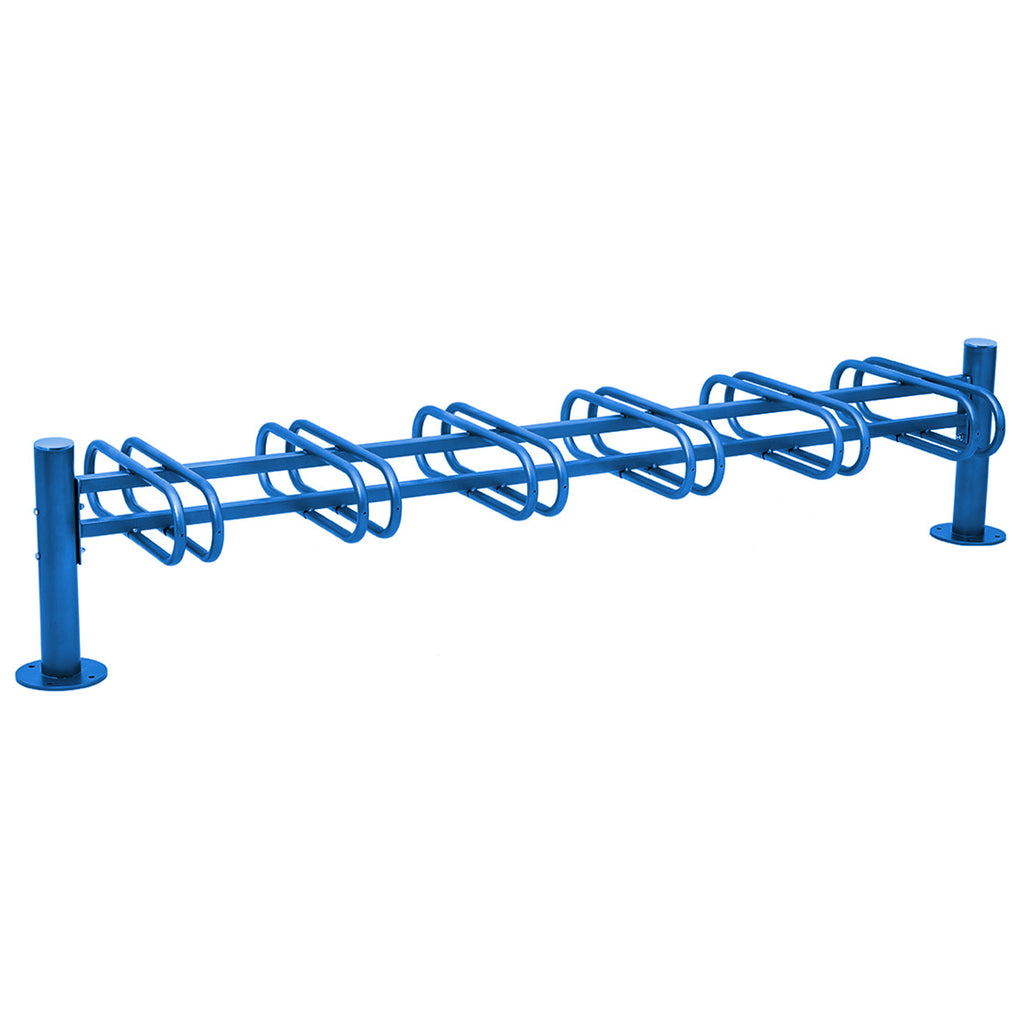 Province Double Sided Bike Rack  Galvanised & Painted (12 BIkes / Brushed Stainless Steel / Blue RAL 5010)