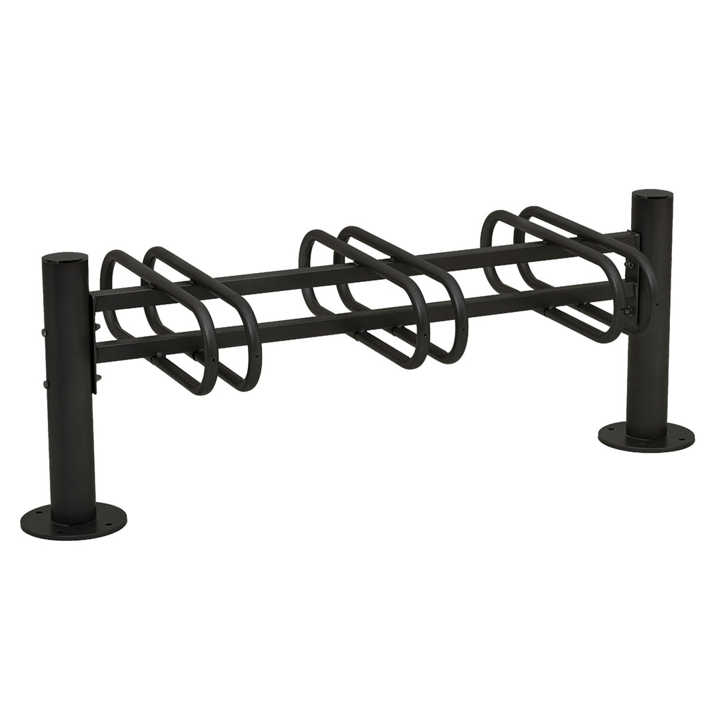 Province Double Sided Bike Rack  Galvanised & Painted (6 Bikes / Brushed Stainless Steel / Black RAL 9005)