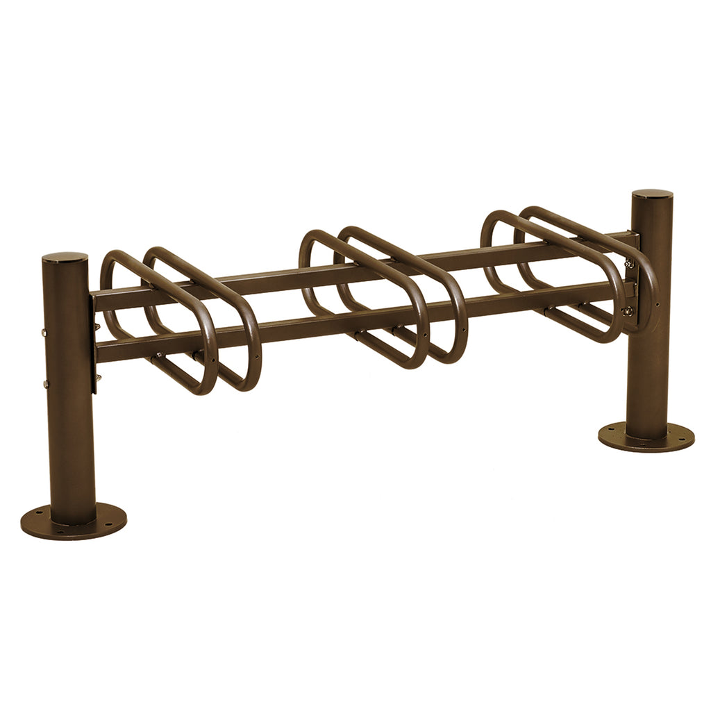 Province Double Sided Bike Rack  Galvanised & Painted (6 Bikes / Brushed Stainless Steel / Brown RAL 8017)