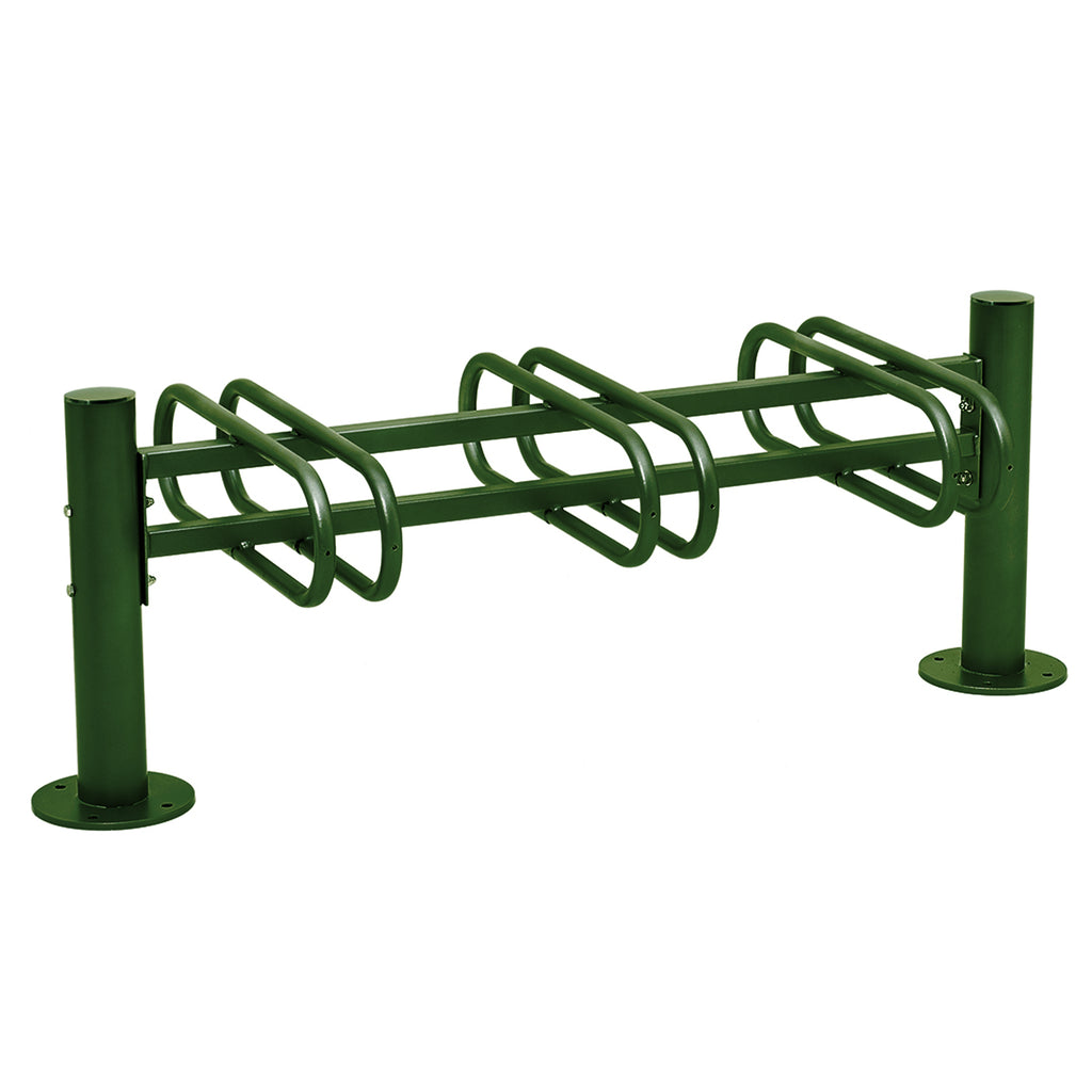 Province Double Sided Bike Rack  Galvanised & Painted (6 Bikes / Brushed Stainless Steel / Green RAL 6005)