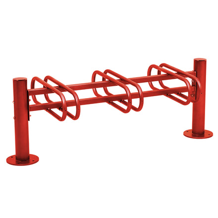 Province Double Sided Bike Rack  Galvanised & Painted (6 Bikes / Brushed Stainless Steel / Red RAL 3020)