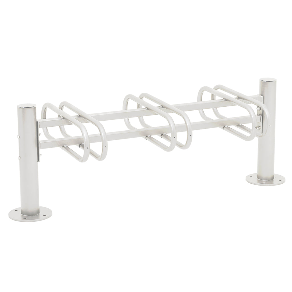 Province Double Sided Bike Rack  Galvanised & Painted (6 Bikes / Brushed Stainless Steel / White RAL 9010)