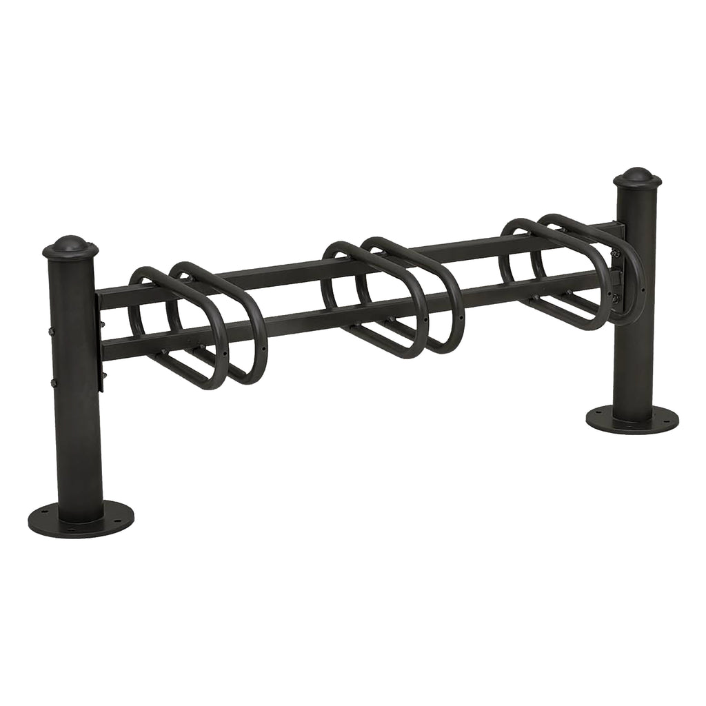 Province Bike Rack - Single Direction - Galvanised & Painted (3 Bikes / Agora / Black RAL 9005)