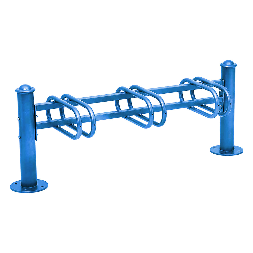 Province Bike Rack - Single Direction - Galvanised & Painted (3 Bikes / Agora / Blue RAL 5010)