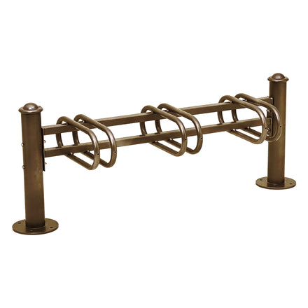 Province Bike Rack - Single Direction - Galvanised & Painted (3 Bikes / Agora / Brown RAL 8017)