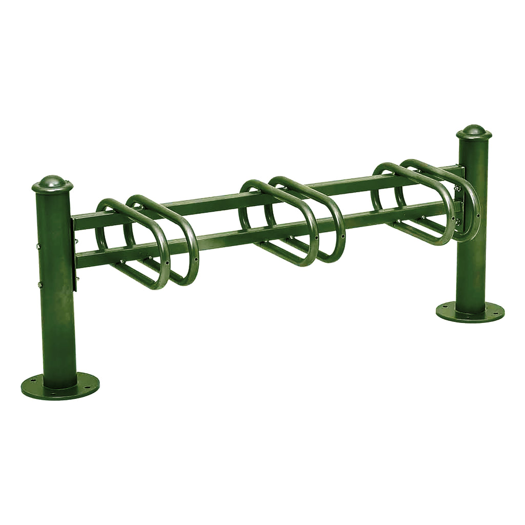 Province Bike Rack - Single Direction - Galvanised & Painted (3 Bikes / Agora / Green RAL 6005)