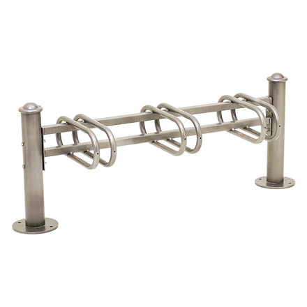 Province Bike Rack - Single Direction - Galvanised & Painted (3 Bikes / Agora / Grey RAL 7044)