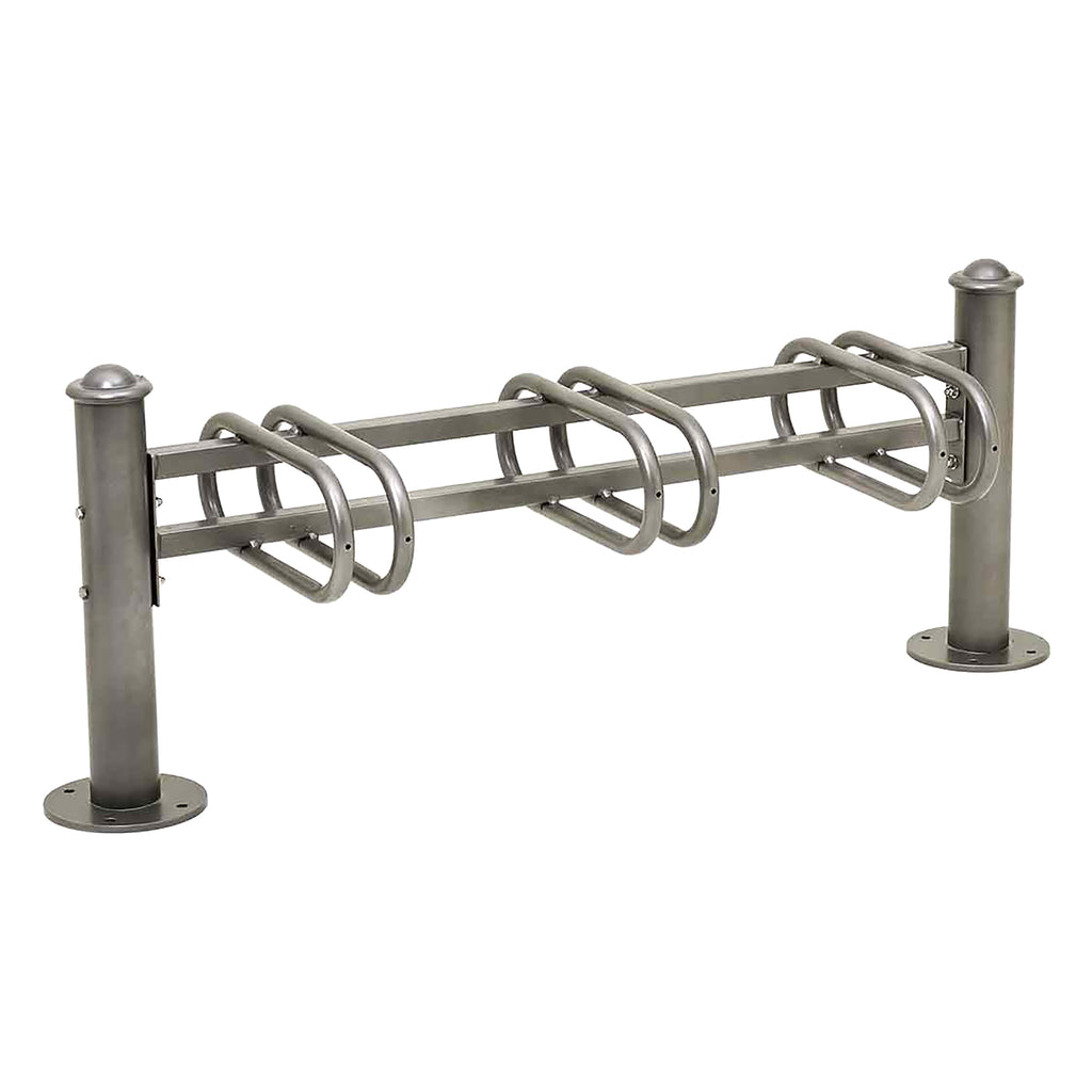 Province Bike Rack - Single Direction - Galvanised & Painted (3 Bikes / Agora / Procity Grey)