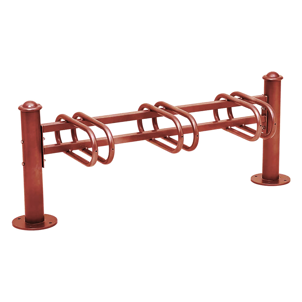 Province Bike Rack - Single Direction - Galvanised & Painted (3 Bikes / Agora / Maroon RAL 3004)