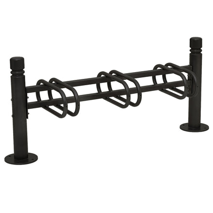 Province Bike Rack - Single Direction - Galvanised & Painted (3 Bikes / City / Black RAL 9005)