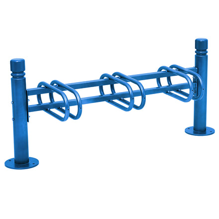 Province Bike Rack - Single Direction - Galvanised & Painted (3 Bikes / City / Blue RAL 5010)