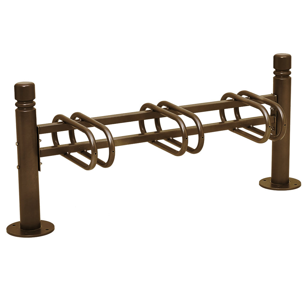 Province Bike Rack - Single Direction - Galvanised & Painted (3 Bikes / City / Brown RAL 8017)