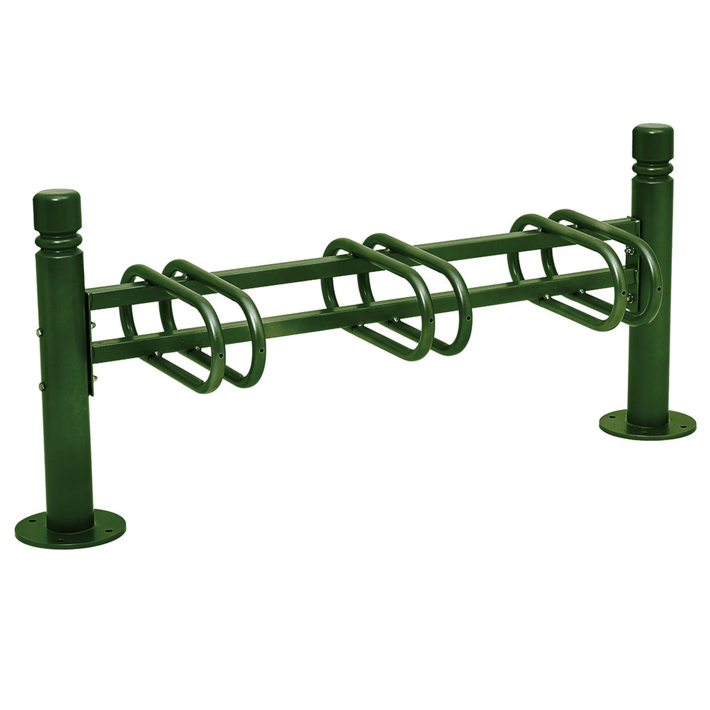 Province Bike Rack - Single Direction - Galvanised & Painted (3 Bikes / City / Green RAL 6005)