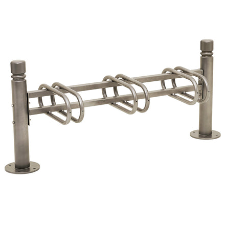 Province Bike Rack - Single Direction - Galvanised & Painted (3 Bikes / City / Grey RAL 7044)