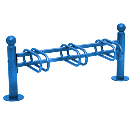 Province Bike Rack - Single Direction - Galvanised & Painted (3 Bikes / Sphere / Blue RAL 5010)