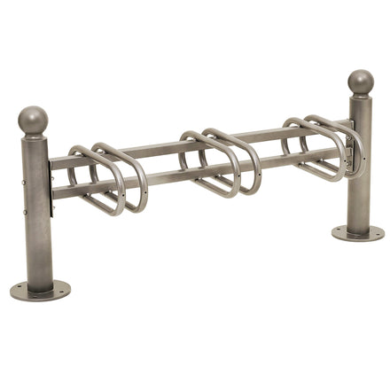 Province Bike Rack - Single Direction - Galvanised & Painted (3 Bikes / Sphere / Grey RAL 7044)