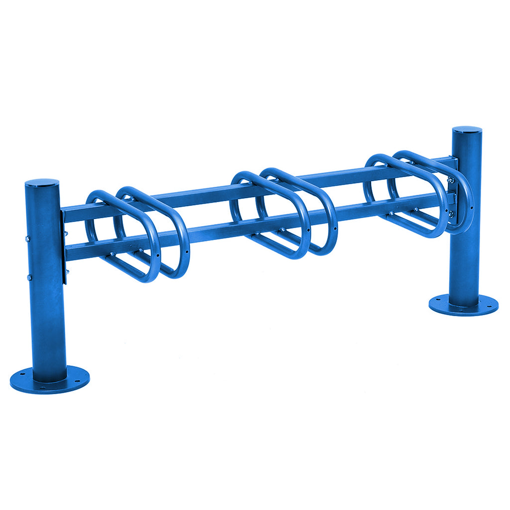 Province Bike Rack - Single Direction - Galvanised & Painted (3 Bikes / Brushed Stainless Steel / Blue RAL 5010)