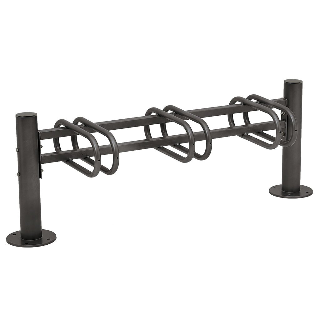 Province Bike Rack - Single Direction - Galvanised & Painted (3 Bikes / Brushed Stainless Steel / Black RAL 9005)