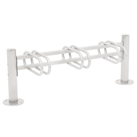 Province Bike Rack - Single Direction - Galvanised & Painted (3 Bikes / Brushed Stainless Steel / White RAL 9010)